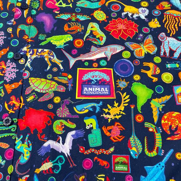 Disney Shirt Mens XXXL Blue Animal Kingdom Imagineering Exclusive Rare AOP New - Picture 8 of 10